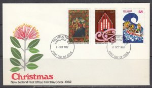 New Zealand Scott 752-4 FDC - 1982 Christmas Issues