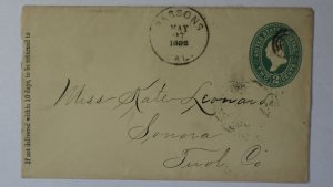 1892 Parsons Tuolumne to Sonora Sugar Pine California DPO Cancels Cover Leonard