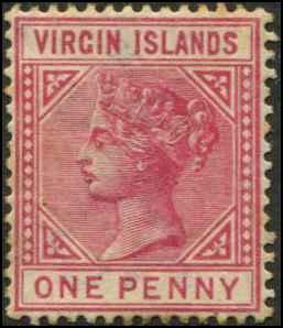 Virgin Islands SC# 14 SG# 29 Victoria 1d wmk 2 MH SCV $50.00