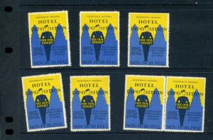 7 VINTAGE 1932 NEW YORK HOTEL EXPO POSTER STAMPS (L890) NYC GRAND CENTRAL PALACE