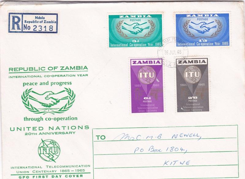 blantyre malawi & zambia 2 large stamps cover ref 12968
