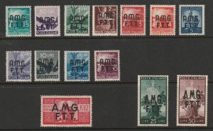 Italy - Trieste Zone A 1948 A.M.G. - F. T. T. Overprint, Scott No(s). 1-14 MNH