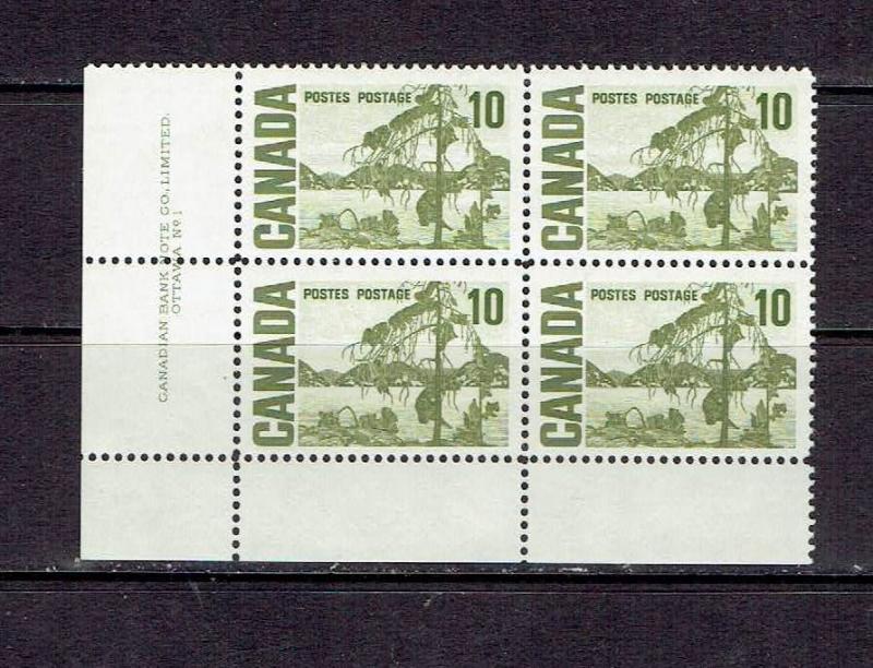 CANADA - 1967 10c JACK PINE CENTENNIAL - LL PB - PLATE #1 - SCOTT 462 - MNH