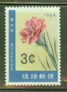 RYUKYU Scott 118 Carnation Flower stamp 1964 MNH**