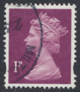 GB 1p Machin  SG Y1760  Used  2 bands  SC# MH199  see scans