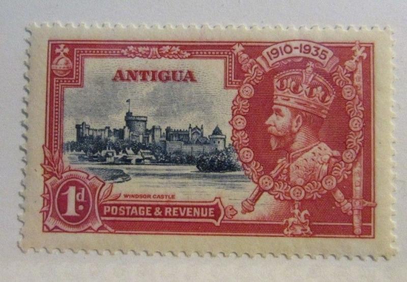 ANTIGUA  Scott #77 ** MNH , Castle & King 1d  , fine + 102 card 