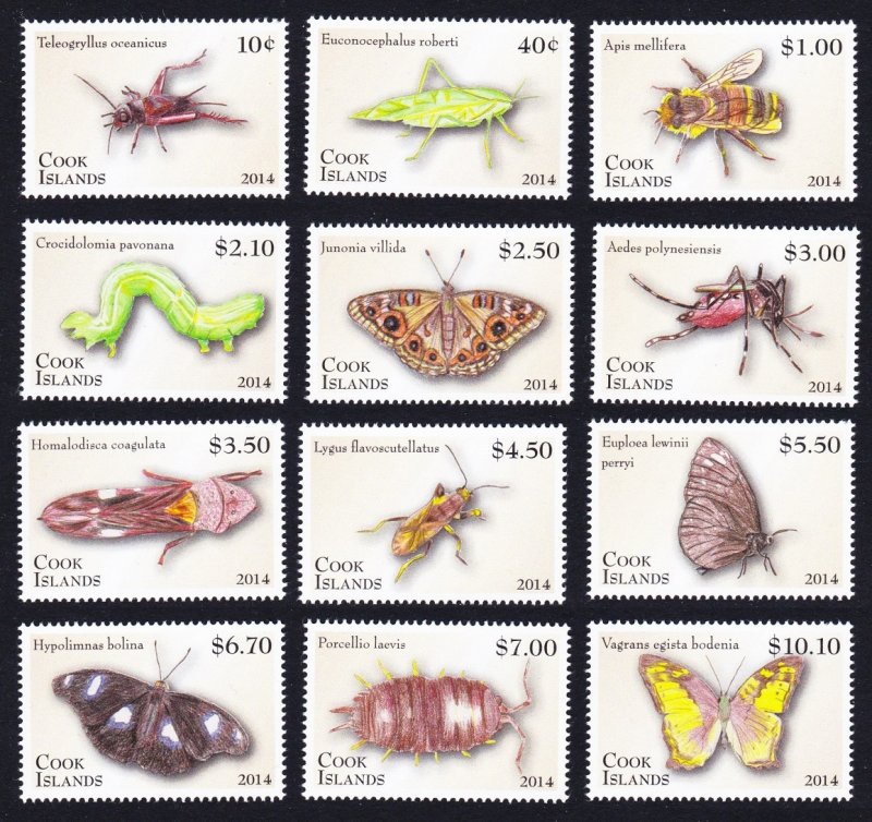 Cook Is. Insects Beetle Dragonfly Definitives Part 2 12v 2014 MNH