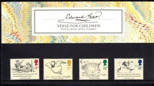 Great Britain 1988 Edward Lear Mint MNH Set in Presentation Pack SC 1226-1229