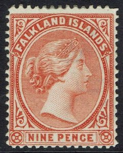 FALKLAND ISLANDS 1891 QV 9D