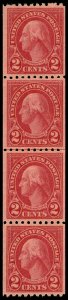 US Sc 606 VF/MNH JOINT LINE COIL STRIP of 4 -1923 2¢ Washington  - Very Fresh