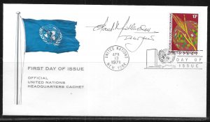 United Nations NY 218 Food Program Headquarters Cachet FDC Signed by Designer