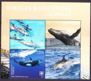 2020 Tonga 2307-2310VB+Tab Marine fauna - Dolphins, Whales 16,00 €