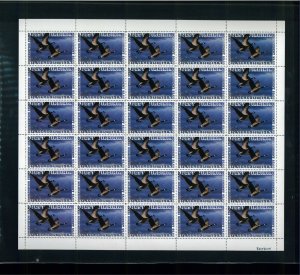 1987 West Virginia Non-Resident Waterfowl Duck Stamp #1A Full Sheet - Very Rare