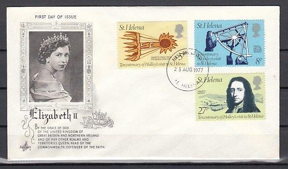 St. Helena, Scott cat. 314-316. Halley`s Comet issue. First day cover.