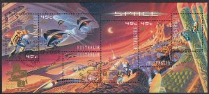 Australia 2000 used Sc #1914g 45c Space Exploration Sheet of 6 O/P Hong Kong ...