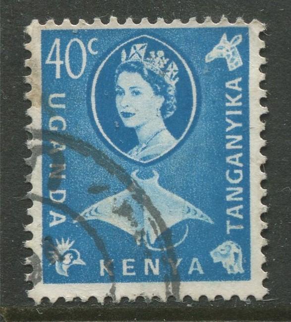 Kenya & Uganda - Scott 126 - QEII Definitive -1960 - Used - Single 40c Stamp