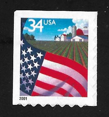 SC# 3495 - (34c) - Flag Over Farm - ATM  die cut 8, MNH single