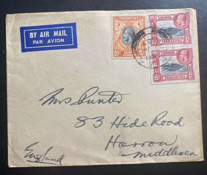 1937 Tanga Tanganyika British KUT Airmail Cover To Harrow England 