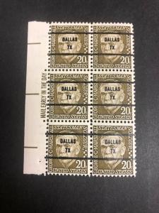 1289 .20 Precancel Mail Early Block Of 6 MNH