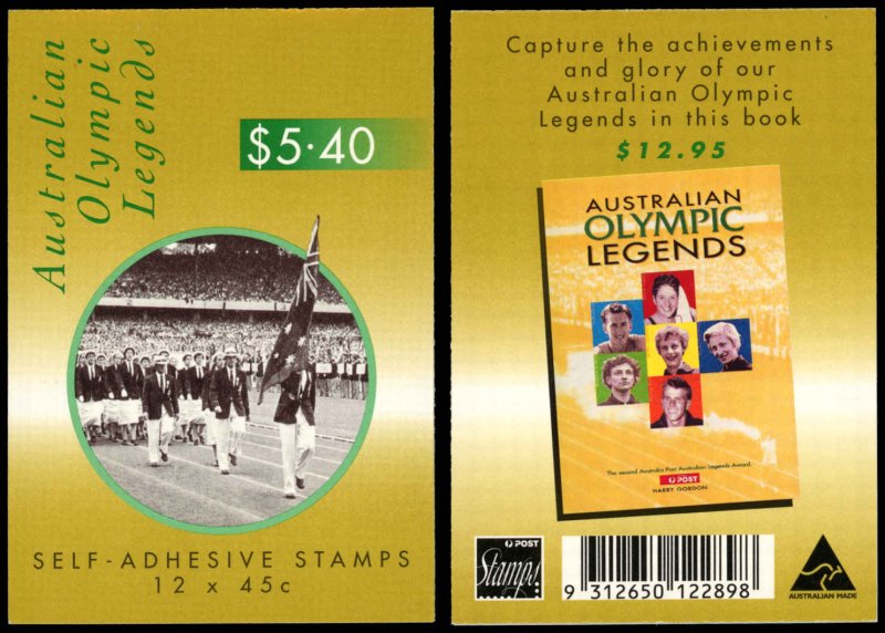 AUSTRALIA Sc 1646a VF/MNH Complete Booklet - 1998 Olympic Legends