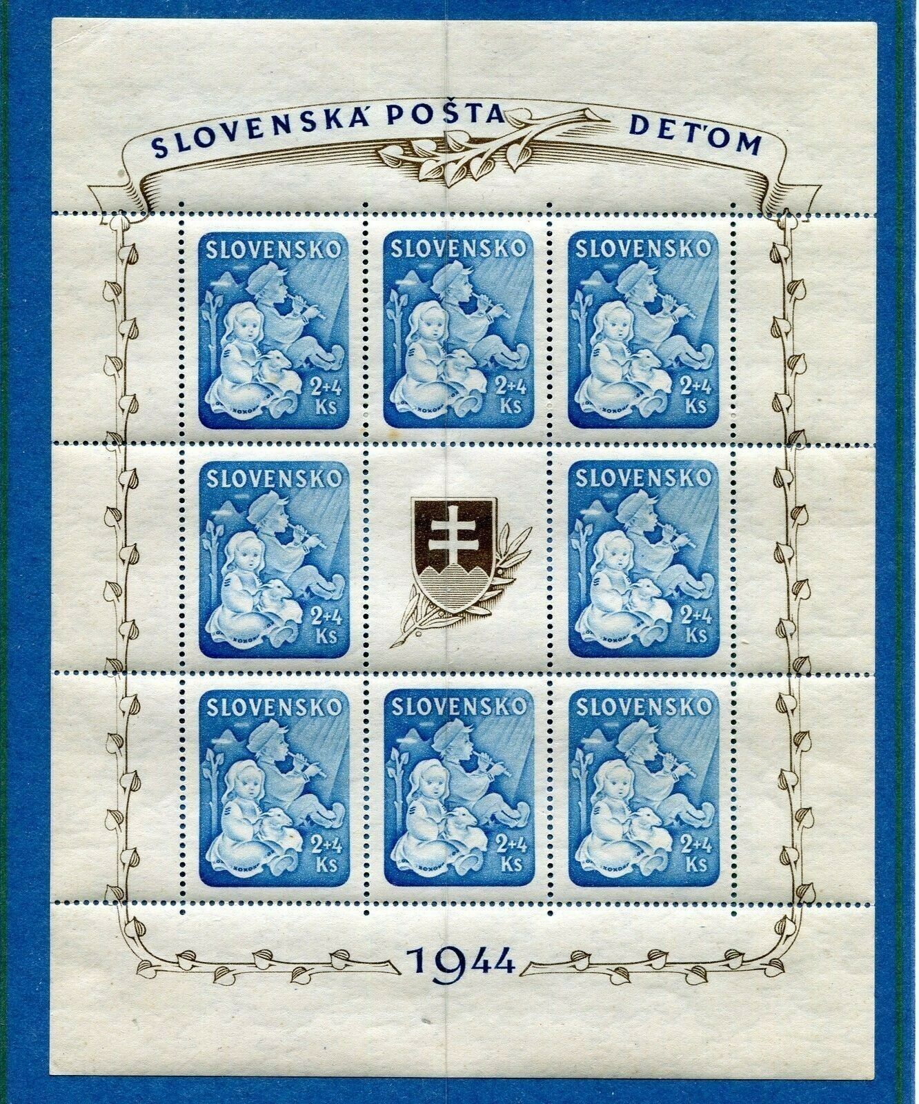 Slovakia WW2 German Puppet State 1944 B27A Perfect MNH Welfare Sheet