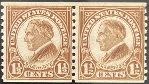 Scott #598 1925 1½¢ Warren G. Harding rotary perf. 10 vertically MNH OG