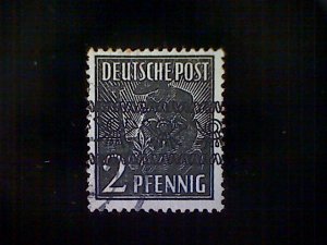 Germany, Scott #600, used (o), 1948, Planting the Olive (bands), 2pfs, brn blk