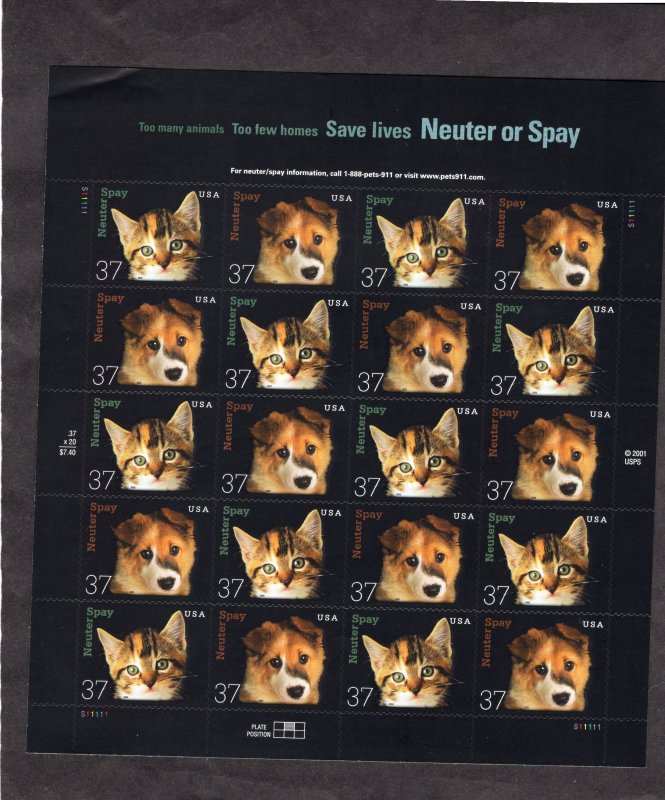 3670-3671 Neuter & Spay, MNH sheet/20 (#S11111)