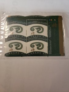 Canada 2001 Lunar Year of the Snake  sc#1883 Set of 4 Inscription Corner Blocks