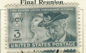 USA; 1951 early Commemorative Series Mint hinged 3c. value, Veterans