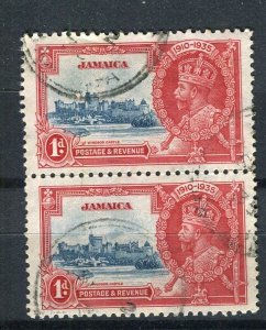 JAMAICA; 1935 early GV Jubilee issue fine used 1d. Pair