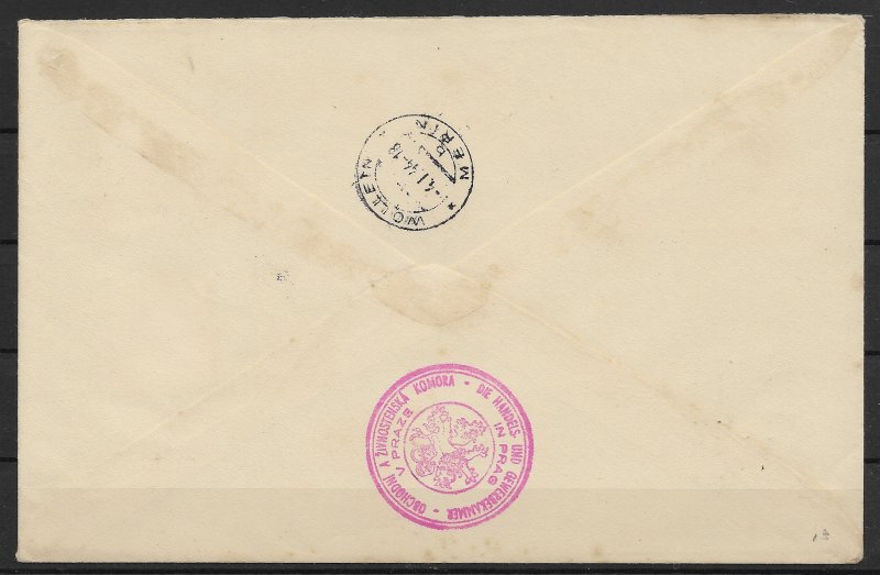 Bohemia & Moravia: 1943 Nice Domestic Registered Cover