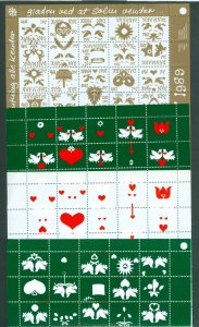 Denmark. Christmas Seal 1989 Sheet Scale/Proof Print. 5 Sheets. Perf. Compl. Set