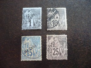 Stamps - French Guiana - Scott# 18,22,23,25 - Used Part Set of 4 Stamps