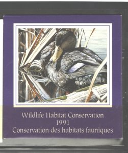 CANADA 1991  7nd  WILDLIFE HABITAT CONSERVATION BOOKLET #FWH7  COMPLETE MNH.