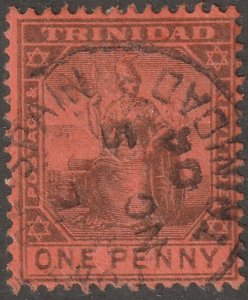 Trinidad, stamp, Scott#93,  used, hinged,  one penny