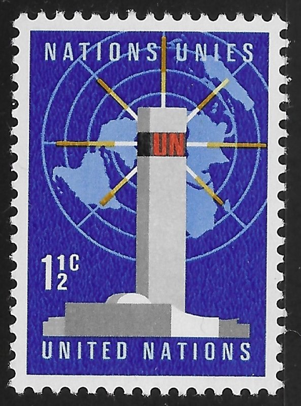 UN NY #166 1 1/2c UN Headquarters, NY and World Map ~ MNH