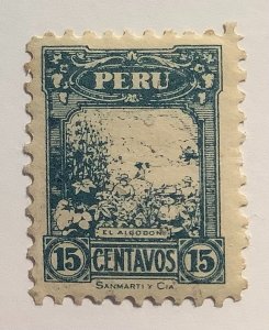 Peru 1931 scott 296 MH - 15c,   Natural Resources,  picking cotton