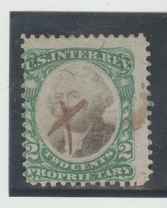 Scott # RB2b - Proprietary Revenue stamp -  2c Green & Black - Used