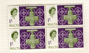 MALTA; 1961 early QEII George Cross issue Mint hinged 1s. Block