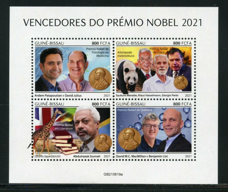 GUINEA BISSAU 2021 NOBEL PRIZE WINNERS  SHEET MINT NEVER HINGED