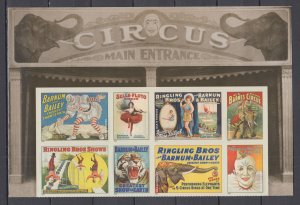 (S) ​USA #4898-4905 Vintage Circus Posters partial sheet of 8 stamps MNH