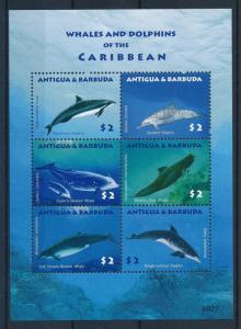 [33314] Antigua & Barbuda 2010 Marine Life Dolphins Whales MNH Sheet