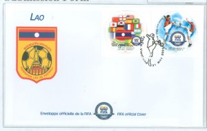 Laos  2004 Centenary of Fifa 1904-2004, FDC - Two Stamp, Soccer, Football