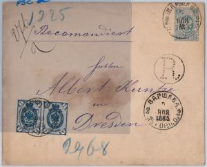 56339 - POLAND - POSTAL HISTORY:  STATIONERY COVER from WARSHAW to DRESDEN 1885