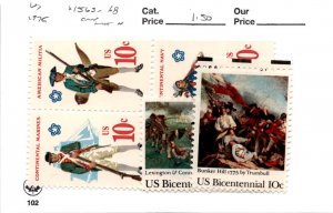 United States Postage Stamp, #1563-1568 Mint NH, 1975 Revolution (AB)