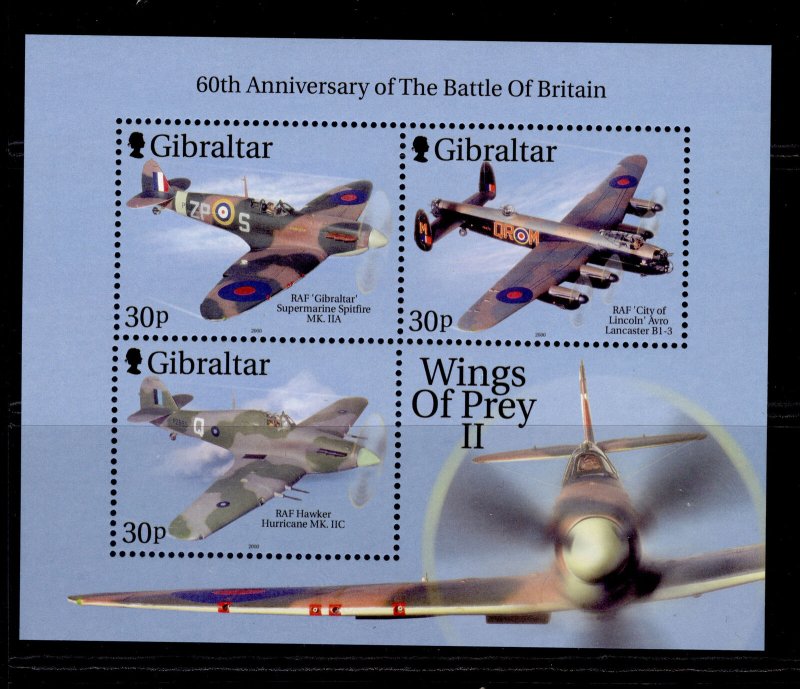 GIBRALTAR QEII SG MS954a, 2000 wings of prey II mini sheet, NH MINT.