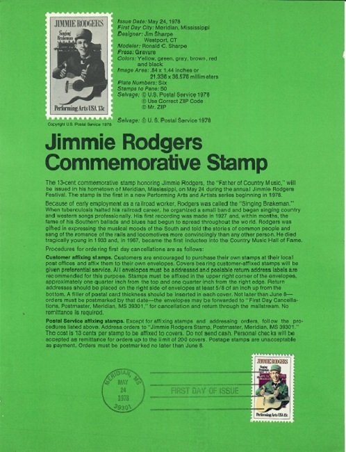 US SP450 Jimmie Rogers Souvenir Page #1755