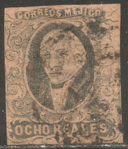 MEXICO #11 Used w/ Cert - 1861 8r Black / Red Brown