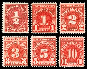 Scott J68, J80-J84 ½c to 10c Postage Due Issues All Mint Fine+ NH